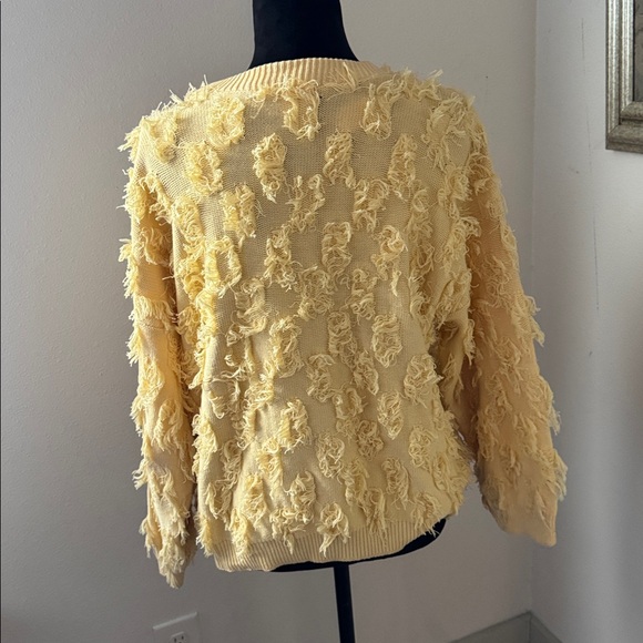 David Brett vintage Yellow Textured Women's crewneck Sweater Sz XL - Picture 3 of 5